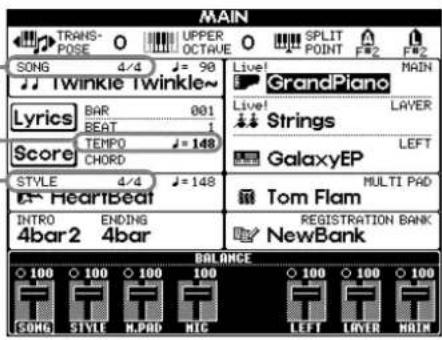 MAIN TRANS- POSE O UPPER OCTRAVE SPLIT POINT F2 F2 SONG 4/4 J=90 Live! GrandPiano MAIN Twinkle Twinkle~ Lyrics BAR 001 Live! LAYER BEAT 1 TEMPO 148 Strings Score CHORD GalaxyEP LEFT STYLE 4/4 J=148 MULTI PAD HeartBeat Tom Flam INTRO ENDING REGISTRATION BANK 4bar2 4bar NewBank BALANCE 100 100 100 100 100 100 100 SONG STYLE M.PAD NIC LEFT LAYER MAIN