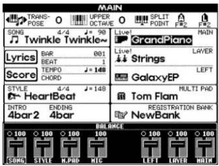 MAIN TRANS- POSE O UPPER OCTRAVE SPLIT POINT F#2 F# SONG 4/4 = 90 Live! GrandPiano MAIN Twinkle Twinkle~ Lyrics BAR 001 Live! LAYER BEAT 1 Tempo = 148 Strings Score CHORD GalaxyEP LEFT STYLE 4/4 = 148 MULTI PAD HeartBeat Tom Flam INTRO ENDING REGISTRATION BANK 4bar2 4bar NewBank BALANCE 100 100 100 100 100 100 100 SONG STYLE M.PBD MIC LEFT LOWER MAIN