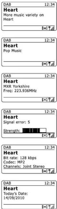 DAB 12:34 Heart More music variety on Heart [××] [××] DAB 12:34 Heart Pop Music [××] [××] DAB 12:34 Heart MXR Yorkshire Freq: 223.936MHz [××] [××] DAB 12:34 Heart Signal error: 5 Strength: [××] [××] DAB 12:34 Heart Bit rate: 128 kbps Codec: MP2 Channels: Joint Stereo [××] [××] DAB 12:34 Heart Today's Date: 14/09/2010 [××] [××]