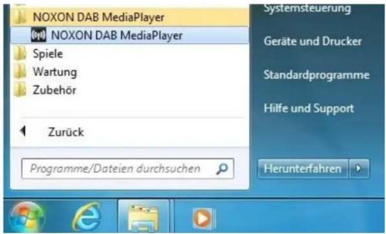 NOXON DAB MediaPlayer NOXON DAB MediaPlayer Spiele Wartung Zubehör Zurück Programme/Dateien durchsuchen Systemsteuerung Geräte und Drucker Standardprogramme Hilfe und Support Herunterfahren