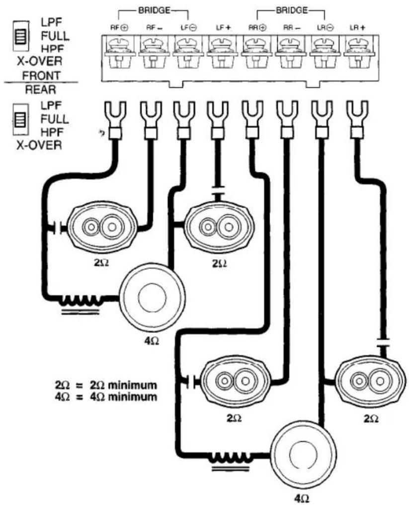 JENSEN XA4300 - Speaker Wiring Options - 4