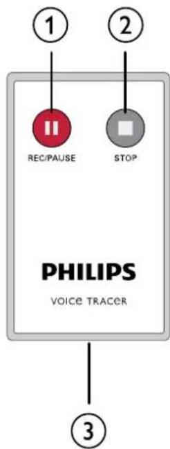 1 2 REC/PAUSE STOP PHILIPS VOICE TRACER 3