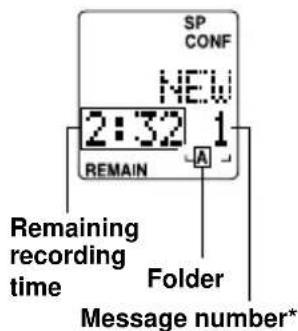 SP CONF NEW 2:32 1 REMAIN A Remaining recording time Folder Message number*