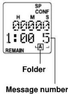 SP CONF H M S 0:00:03 1:00:5 REMAIN A Folder Message number