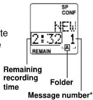 SP CONF NEW 2:32 1 REMAIN A Remaining recording time Folder Message number*