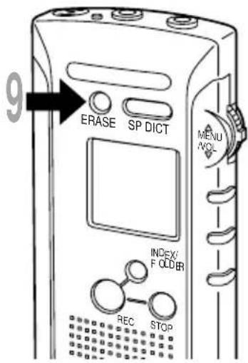 9 ERASE SP DICT MENU VOL INDEX/F OEDIBR REC STOP