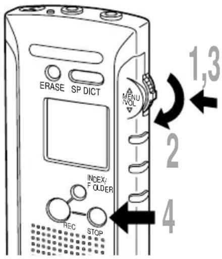 ERASE SP DICT MENU VOL INDEX: FOLDER REC STOP 1,3 2 4