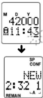 M D Y 42000 8:11:43 ↓ SP CONF NEW 2:32 1. REMAIN