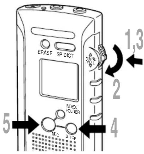 ERASE SP DICT MENU NO. L INDEX/FOLDER REC S TOP 1,3 2 4 5