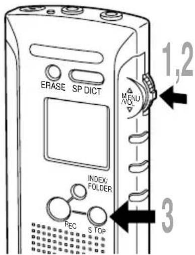 ERASE SP DICT MENU INDEX FOLDER REC S TOP 1,2 3