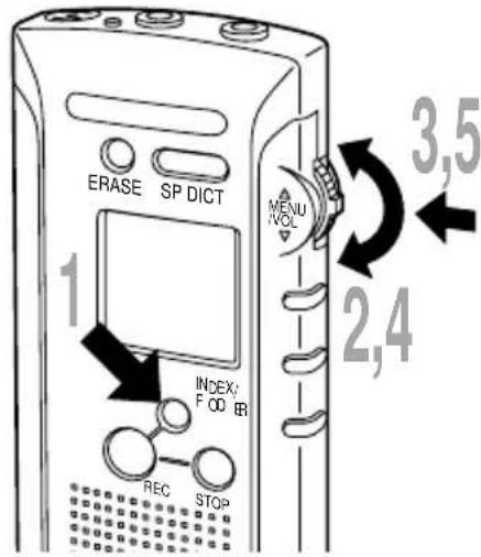 ERASE SP DICT 1 INDEX: F 00 18 REC STOP MENU NOL 2,4 3,5