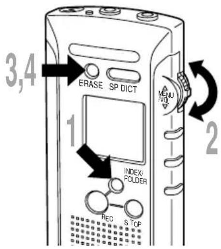 3,4 ERASE SP DICT 1 INDEX/ FOLDER REC S TOP MENU VQ 2