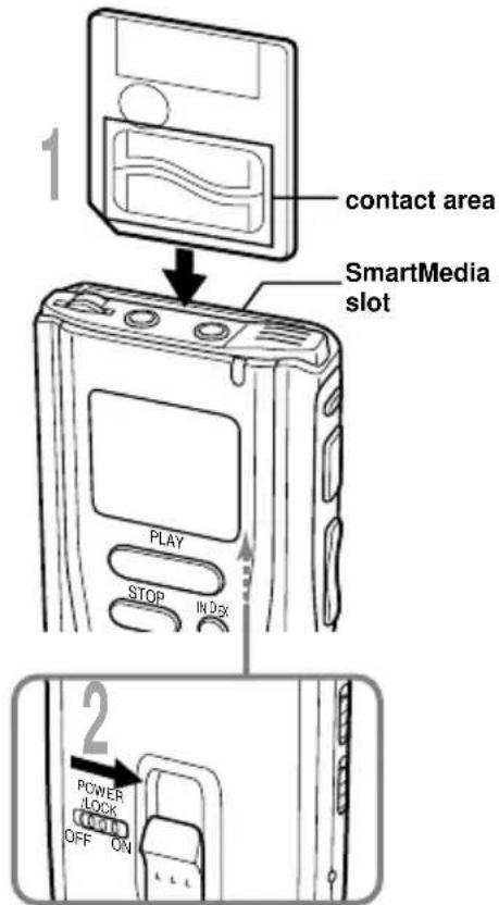 1 contact area SmartMedia slot PLAY STOP IN DDX 2 POWER LOCK OFF ON