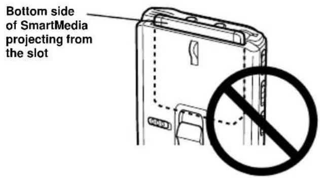 Bottom side of SmartMedia projecting from the slot