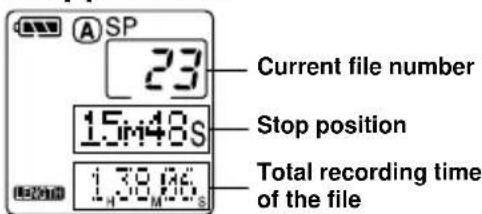 ASP 23 Current file number 15m48s Stop position 1.39 ms Total recording time of the file