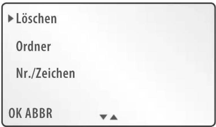 Löschen Ordner Nr./Zeichen OK ABBR