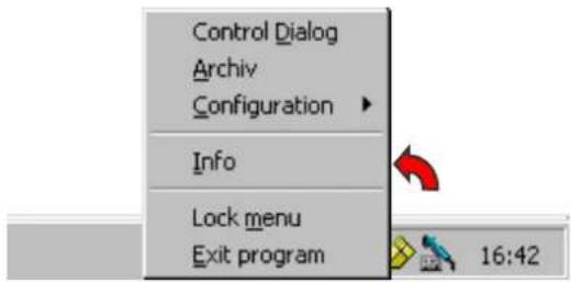 Control Dialog Archiv Configuration ► Info Lock menu Exit program 16:42