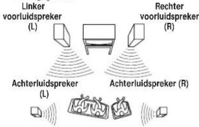 Linker voorluidspreker (L) Rechter voorluidspreker (R) Achterluidspreker (L) Achterluidspreker (R)