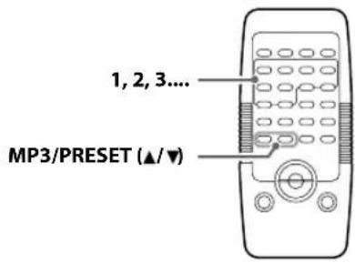 1, 2, 3.... MP3/PRESET (▲/▼)