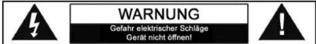 WARNUNG Gefahr elektrischer Schläge Gerät nicht öffnen!