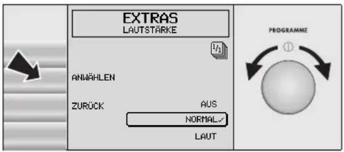 EXTRAS LAUTSTÄRKE ANMÄHLEN ZURÜCK AUS NORMAL LAUT PROGRAMME