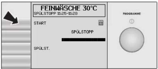 FEINWÄSCHE 30°C SPÜLSTOPP 11:25-11:28 START SPÜLSTOPP SPÜLST. PROGRAMME