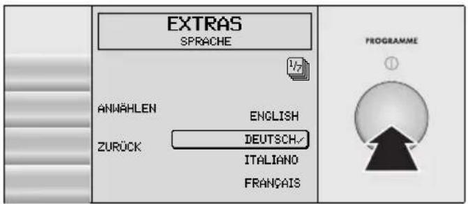 EXTRAS SPRACHE ANWÄHLEN ENGLISH ZURÜCK DEUTSCH. ITALIANO FRANÇAIS PROGRAMME ①