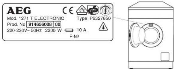 AEG Mod. 1271 T ELECTRONIC Prod. No 914856008 00 220-230V~50Hz 2200 W ← 10 A F-No Type P6327650