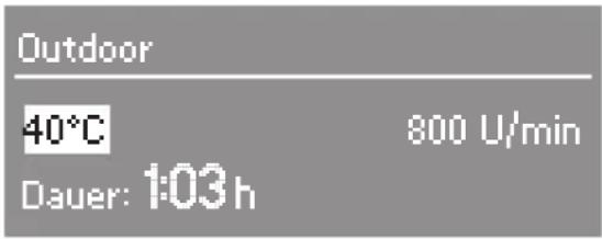 Outdoor 40°C 800 U/min Dauer: 1:03 h