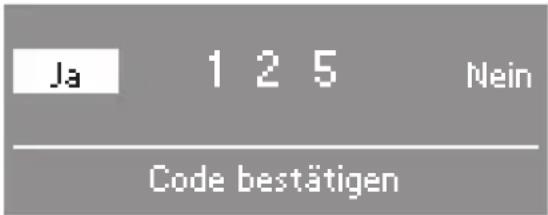Ja 125 Nein Code bestätigen