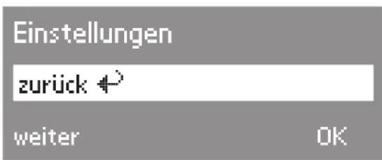 Einstellungen zurück ← weiter OK