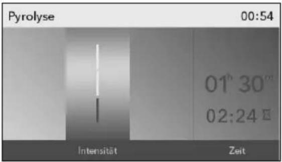 Pyrolyse 00:54 01° 30" 02:24 Intensität Zeit