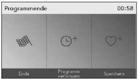 Programmende 00:58 Ende Programm verlängern Speichern