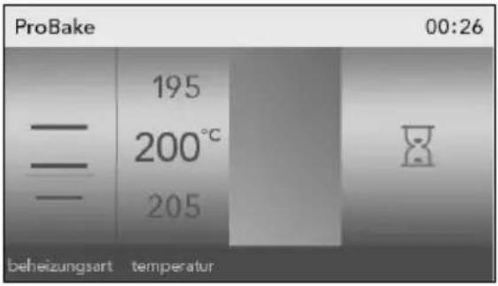ProBake 00:26 195 200°C 205 beheizungsart temperatur