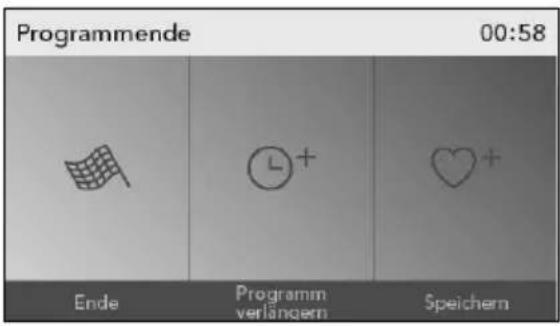 Programmende 00:58 Ende Programm verlängern Speichern