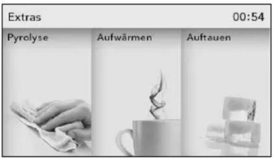 Extras 00:54 Pyrolyse Aufwärmen Auftauen