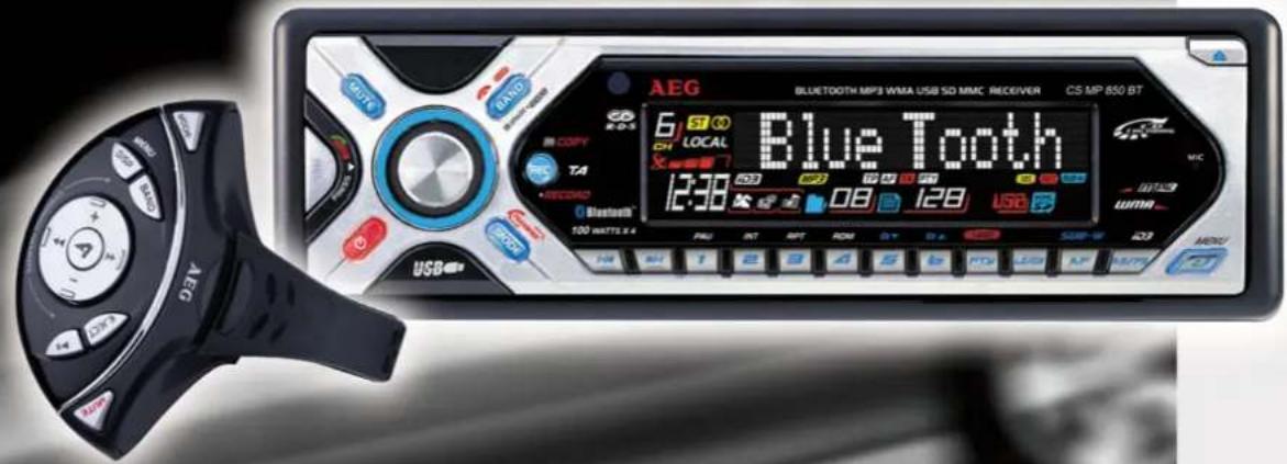 AEG BLUETOOTH MP3 WMA USB SD MMC RECEIVER CS MP 850 BT 6 ST LOCAL 12:38 Blue Tooth USB 100 WATTS X 4 MINI T 2 3 4 5 6 7 8 9 10 11 12 13 14 15 16 17 18 19 20 MWC WMA USB