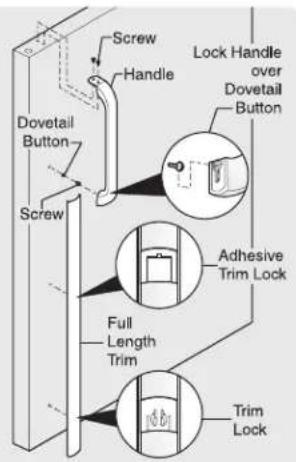Screw Handle Dovetail Button Screw Lock Handle over Dovetail Button Adhesive Trim Lock Full Length Trim Trim Lock