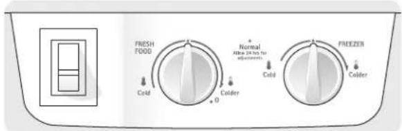 FRESH FOOD Cold Colder Normal After 24 hrs for adjustments Cold Colder FREEZER Colder