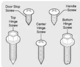 Door Stop Screw Top Hinge Screw Center Hinge Screw Handle Screw Bottom Hinge Screw