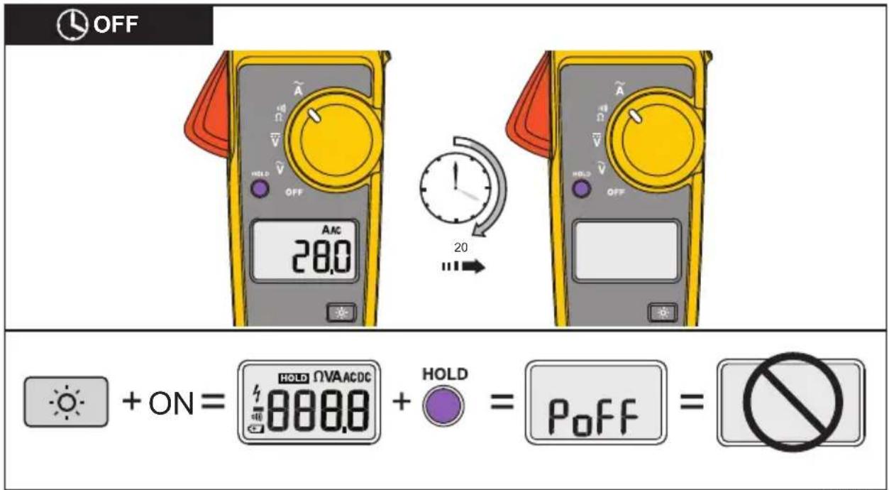 OFF ANC 20.0 20 + ON = HOLD ΩVAACDC + HOLD = PoFF = No