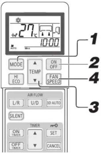 27°C 10:00 AUTO Mon MODE TEMP ON OFF HI ECO FAN SPEED AIR FLOW L/R U/D 3D AUTO SILENT ON TIMER SET OFF TIMER CANCEL r=0