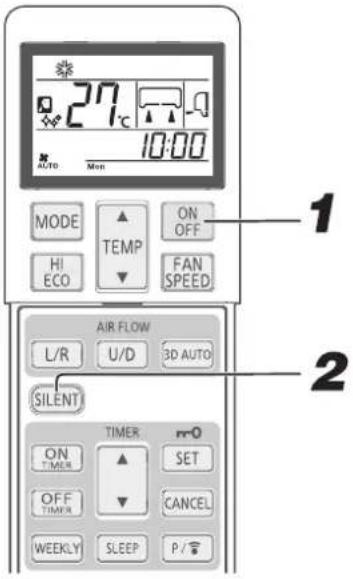 27°C 10:00 AUTO Mon MODE ▲ TEMP ON OFF HI ECO ▼ FAN SPEED AIR FLOW L/R U/D 3D AUTO SILENT TIMER ON TIMER ▲ SET OFF TIMER ▼ CANCEL WEEKLY SLEEP P / ℃ 1 2