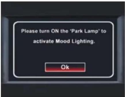 Please turn ON the 'Park Lamp' to activate Mood Lighting. Ok
