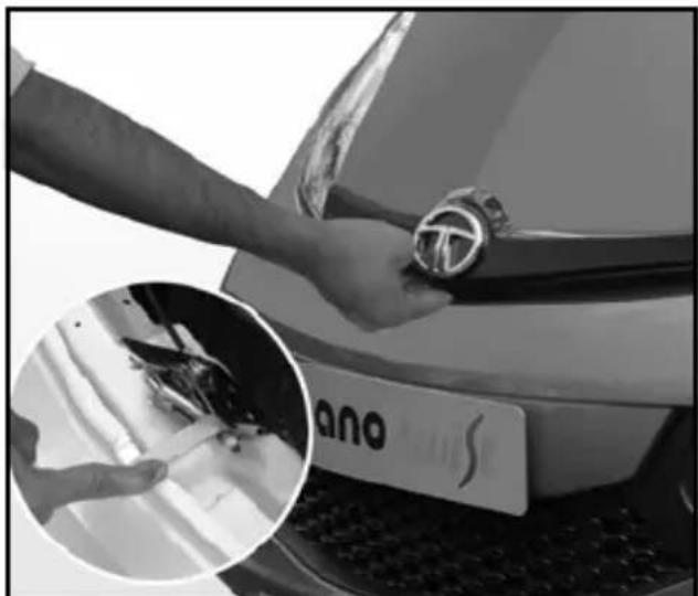 Tata Nano - Opening the front hood : - 2