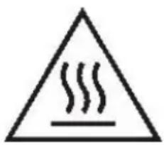Warning symbol with steam inside a triangle, indicating heat or smoke hazard