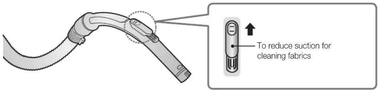 To reduce suction for cleaning fabrics