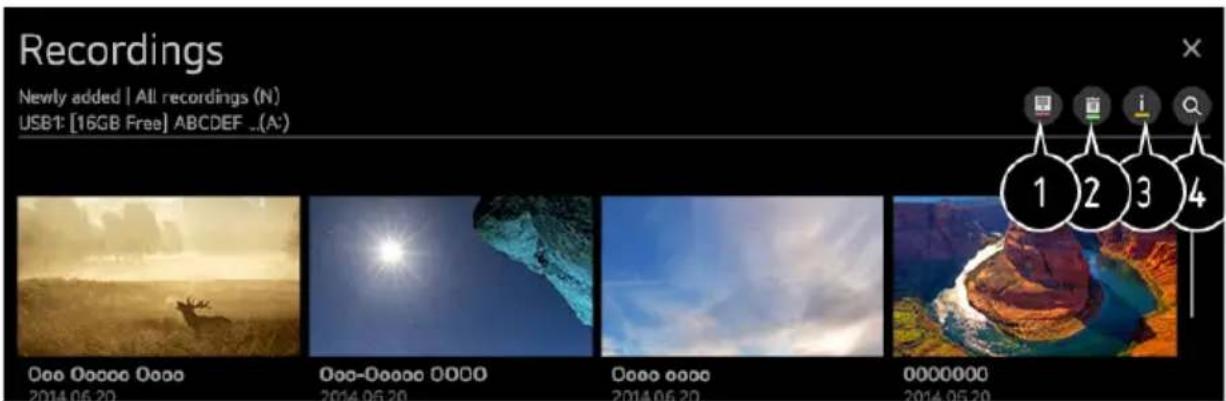 Recordings Newly added | All recordings (N) USB1: [16GB Free] ABCDEF ..(A') Ooo Oooo Oooo 2014.05.20 Ooo-Oooo 0000 2014.05.20 Oooo 0000 2014.05.20 0000000 2014.05.20
