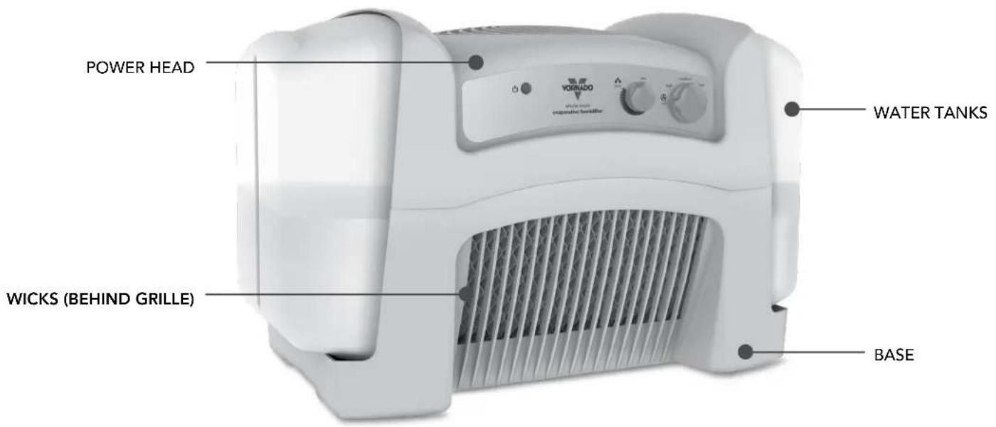 POWER HEAD WICKS (BEHIND GRILLE) BASE VORNADO WATER TANKS