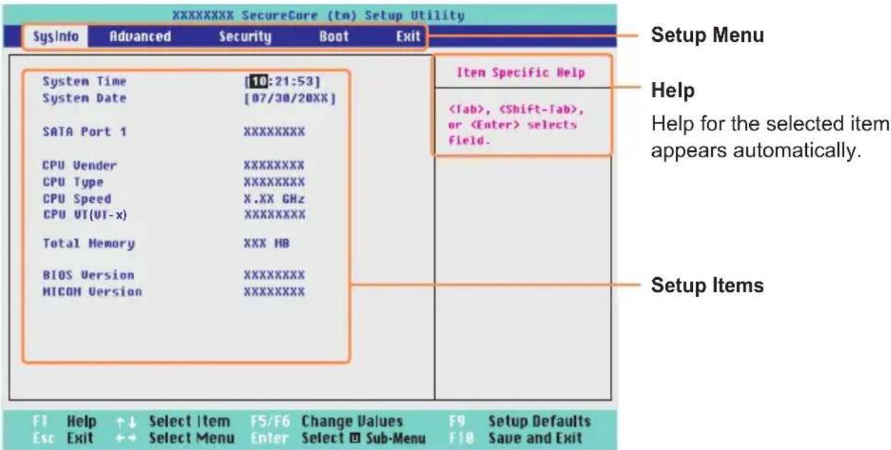 SAMSUNG NP350U2Y - The BIOS Setup Screen - 1